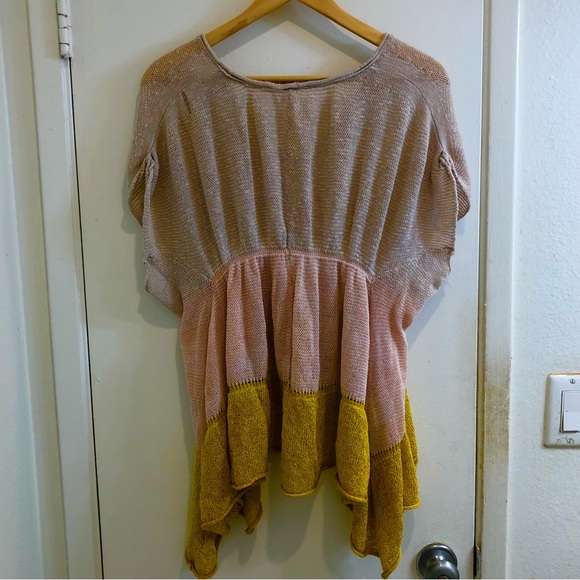 Free People Oversized Stretch Cheese-Cloth Top Cut/Cuffed Dolman Sleeves Size XS - Picture 11 of 15
